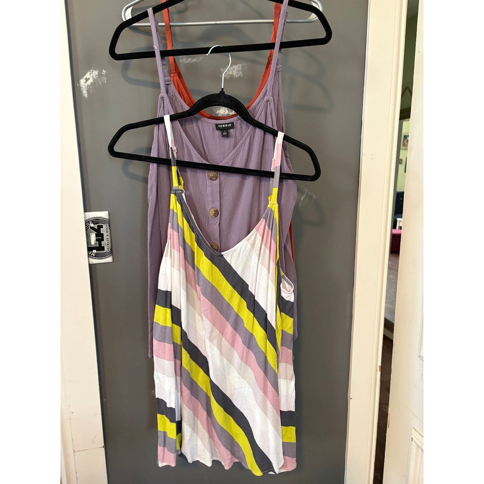 Torrid Size 1 Lot Of 3 Tank Tops Blouses, Orange Purple And Striped